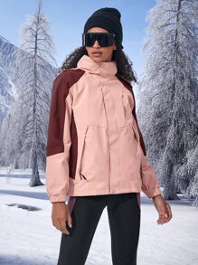 3 In 1 Waterproof Hooded Sports Jacket With Detachable Polar Fleece Liner - Coral Pink - View 5