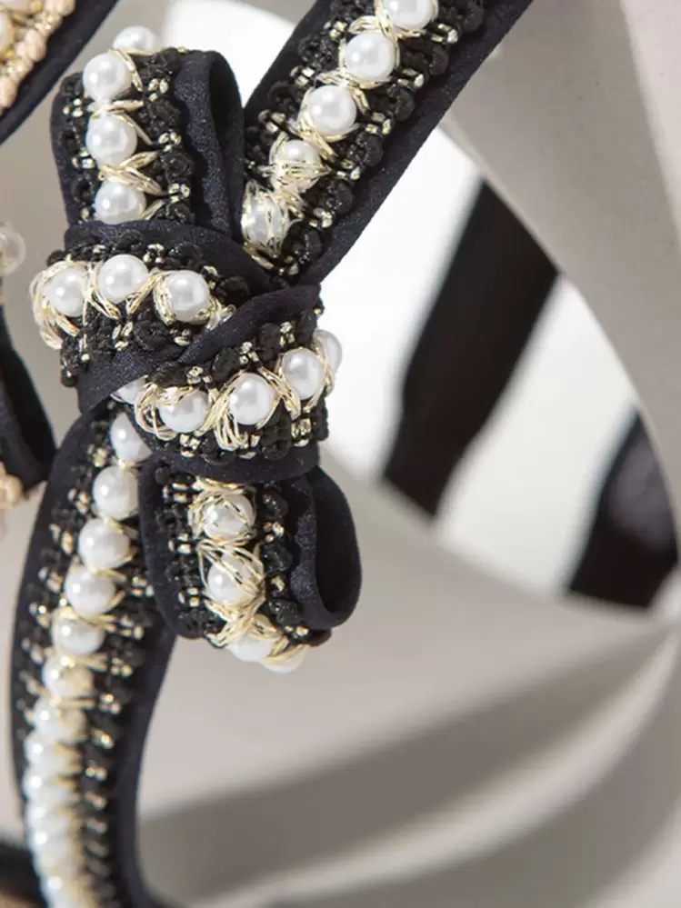 3 Cerchietti Elastici In Velluto Con Perle Per Donna - Nero, Bianco, Marrone