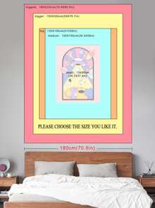 Cartoon Cat & Spaceship Print Tapestry, Home Decor, Room Decor, Flags For Room, Tapestry - Multicolor - View 3