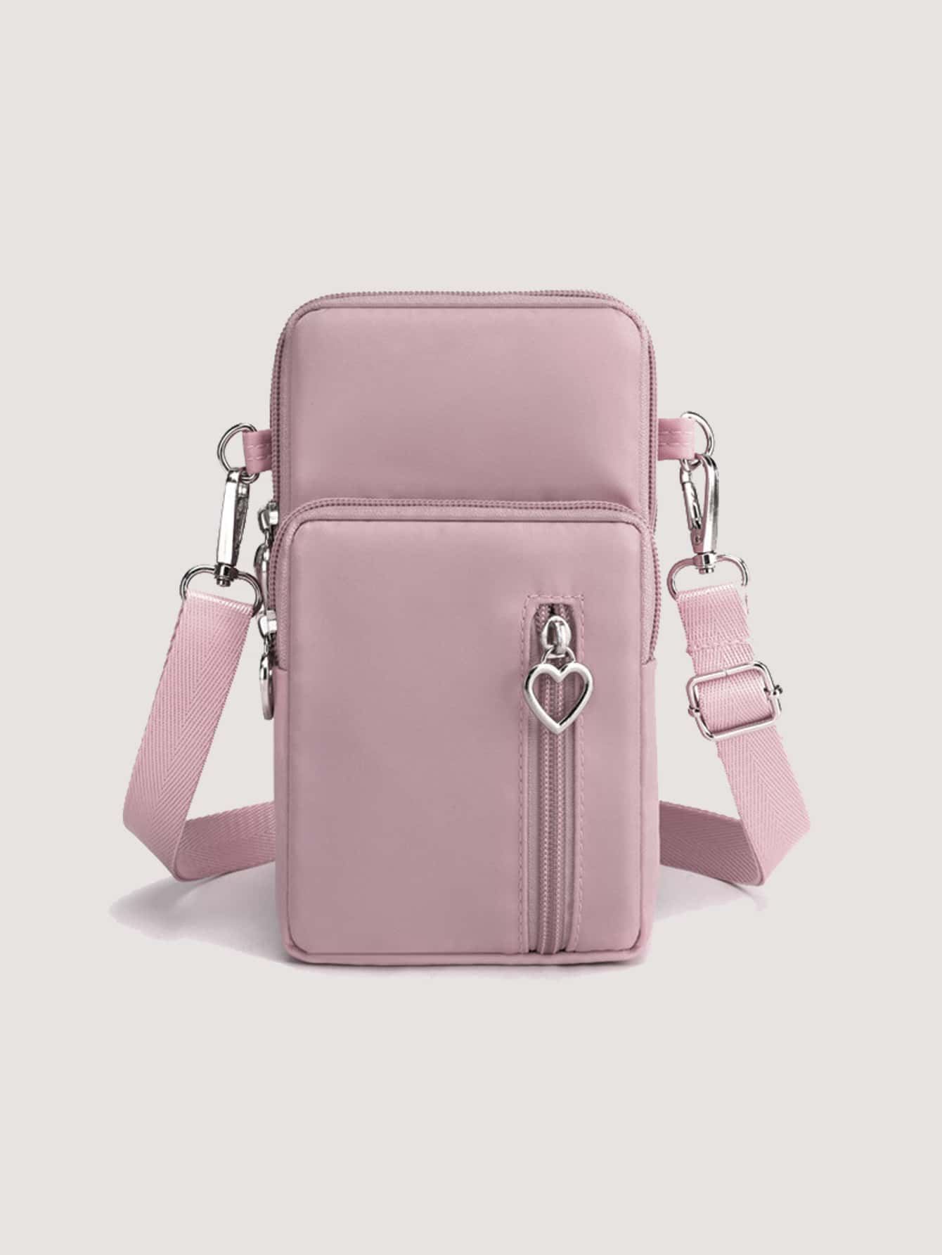 Yogodlns 心形装饰手机钱包袋单肩包手机壳手机包手拿包轻便时尚白领上班族大学工作商务通勤办公室周年纪念情侣生日礼物情人节礼物心形女士热粉色钱包袋手机包女士女士钱包钱包 - 淺灰紫 - 查看 1