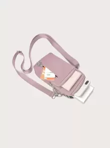 Yogodlns 心形装饰手机钱包袋单肩包手机壳手机包手拿包轻便时尚白领上班族大学工作商务通勤办公室周年纪念情侣生日礼物情人节礼物心形女士热粉色钱包袋手机包女士女士钱包钱包 - 淺灰紫 - 查看 2