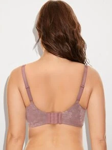 Deyllo Plus Floral Lace Wirefree Bra - Dusty Pink - View 2