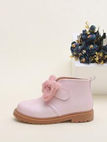Girls Bow Decor Combat Boots - Baby Pink - View 3