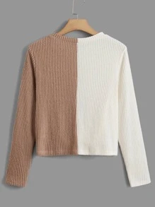 SHEIN LUNE 大碼雙色扭結下擺T恤 - 彩色 - 查看 2