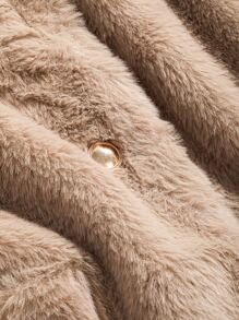 DAZY Dual Pocket Drop Shoulder Teddy Coat - Khaki - View 3