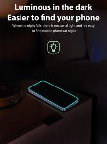 1pc Blue Anti-Peeping Luminous Apple Tempered Glass Screen Protector, Compatible With IPhone 14 6.1", 13, 13 Pro 6.1", 15, 15 Pro Max, 16, 16 Pro, 16 Pro Max, 17, 17 Pro, 17 Pro Max, AIR - Blue - View 7