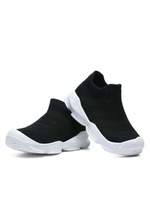 運動跑步鞋適用於男孩針織細節一腳蹬運動鞋