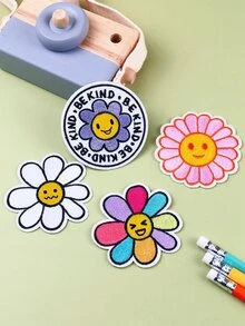 4pcs/set Flower Design Iron-on Patch, Cartoon Flower Shaped Patch For Sewing - Multicolor - View 5