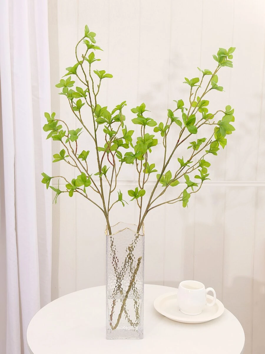 1pc Artificial Green Leaf Branch - Green - View 1