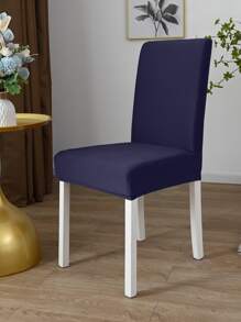 1pc Brushed Spandex Chair Cover, Solid Color Stretch Dustproof Chair Slipcover For Hotel, Bar, Living Room, Study - Navy Blue - View 2