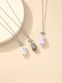 3入組最好的朋友女孩冰棒造型樹脂吊墜項鍊 - 彩色 - 查看 1