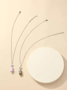 3入組最好的朋友女孩冰棒造型樹脂吊墜項鍊 - 彩色 - 查看 3