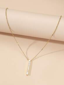 几何吊坠项链 - 金黃色 - 查看 2