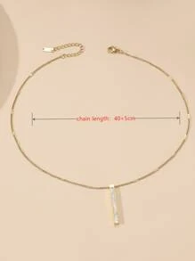 几何吊坠项链 - 金黃色 - 查看 3