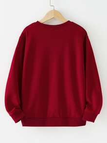 SHEIN Boys 1pc Letter Graphic Sweatshirt - Burgundy - View 2