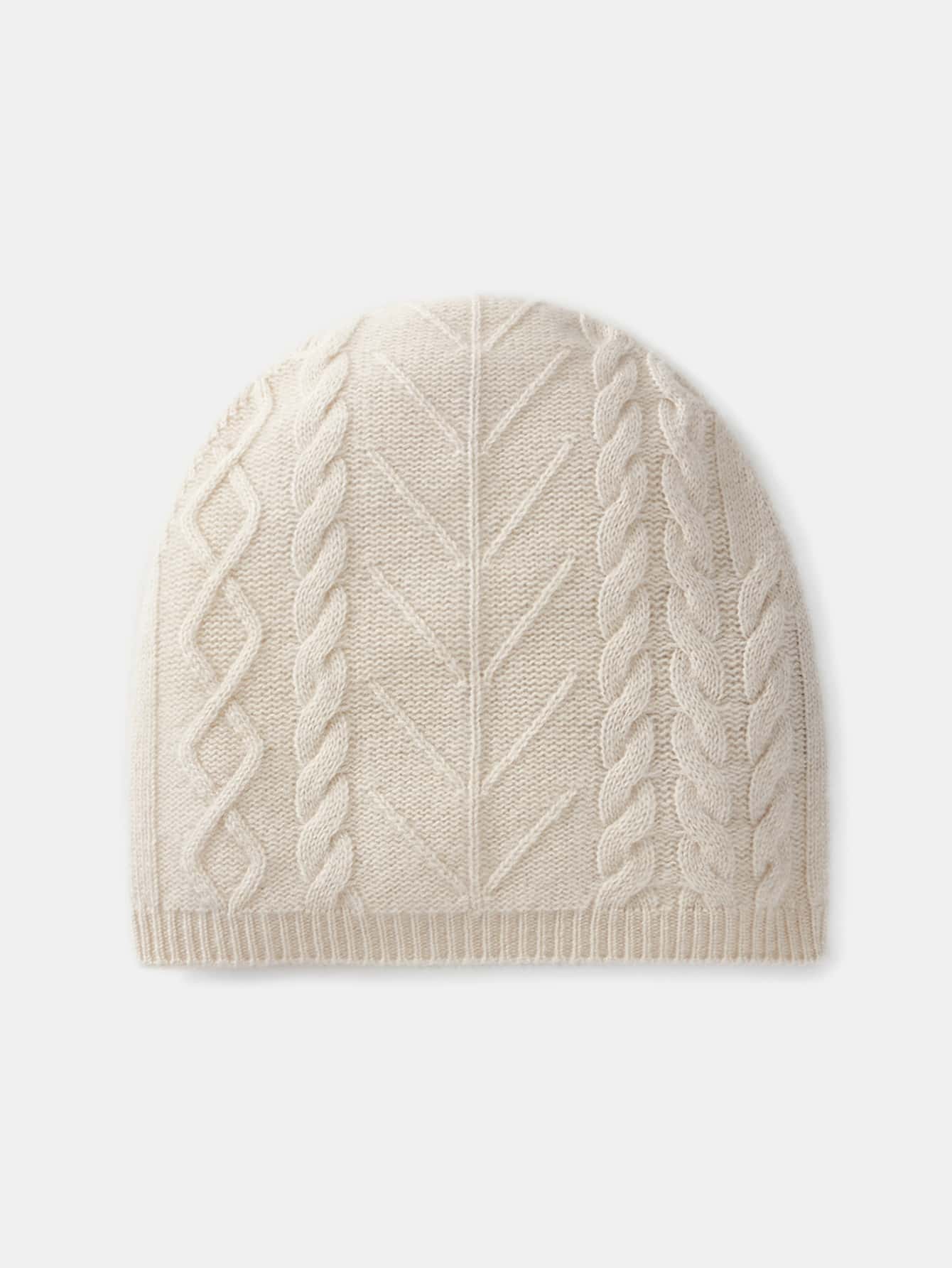 MOTF PREMIUM CASHMERE & WOOL CABLE KNIT BEANIE - Beige - View 1