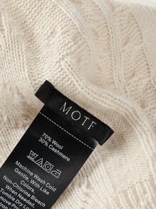 MOTF PREMIUM CASHMERE & WOOL CABLE KNIT BEANIE - Beige - View 3