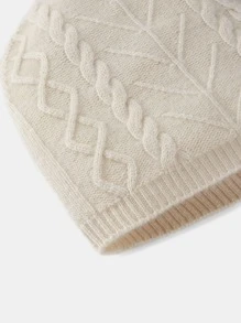 MOTF PREMIUM CASHMERE & WOOL CABLE KNIT BEANIE - Beige - View 7