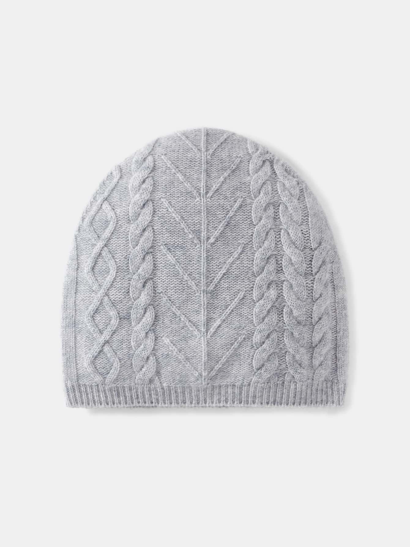 MOTF PREMIUM CASHMERE & WOOL CABLE KNIT BEANIE - Light Grey - View 1
