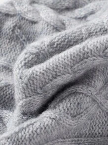 MOTF PREMIUM CASHMERE & WOOL CABLE KNIT BEANIE - Light Grey - View 6