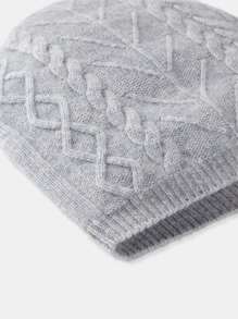 MOTF PREMIUM CASHMERE & WOOL CABLE KNIT BEANIE - Light Grey - View 7