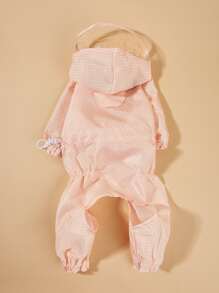 Polka Dot Pattern Pet Raincoat - Dusty Pink - View 2