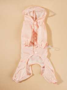 Polka Dot Pattern Pet Raincoat - Dusty Pink - View 4