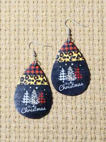 Pendientes con gota de agua con estampado de árbol de Navidad - Multicolor - Ver 2