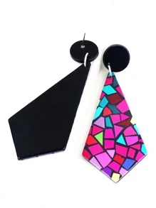 幾何樣式耳墜 - 中紫紅色 - 查看 2