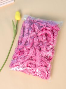 80pcs Waterproof Disposable Shower Cap, Simple Clear PE Disposable Shower Cap For Bathroom - Pink - View 3