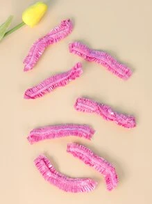 80pcs Waterproof Disposable Shower Cap, Simple Clear PE Disposable Shower Cap For Bathroom - Pink - View 5