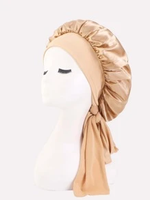 1 Pieza Gorra De Satén Para Dormir De Ala Ancha Con Lazo De Envoltura De Cabello, Pañuelo Para La Cabeza, Adecuado Para Uso Diario - Caqui - Ver 2