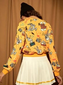 LOONEY TUNES X SHEIN 1 PC Cartoon & Letter Graphic Drop Shoulder Pullover