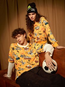 LOONEY TUNES X SHEIN 1 PC Cartoon & Letter Graphic Drop Shoulder Pullover