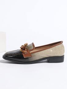 秋冬女士小皮鞋女平底乐福鞋一脚蹬工作鞋软底休闲英伦风牛津鞋女大码41-43 - 黑色 - 查看 5