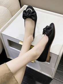 Bailarinas con diamante de imitación & con diseño de lazo - Negro - Ver 3