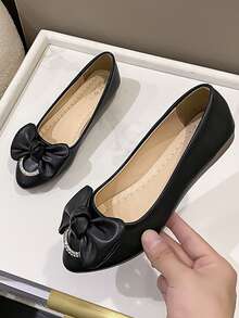 Bailarinas con diamante de imitación & con diseño de lazo - Negro - Ver 4