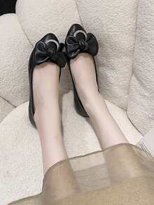 Bailarinas con diamante de imitación & con diseño de lazo - Negro - Ver 5