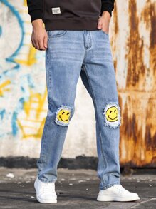 Manfinity 男士卡通圖案牛仔褲