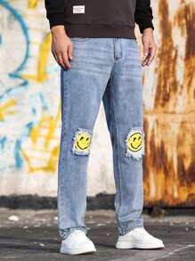 Manfinity 男士卡通圖案牛仔褲