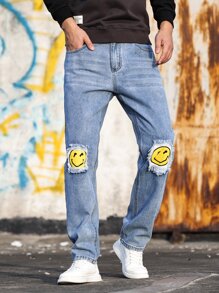 Manfinity 男士卡通圖案牛仔褲