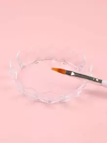 FULL BEAUTY 1pc Multi-Functional Nail Brush Stand Clear Rhinestone Glitter Storage Box Tray Plate Container Holder Nail Art Tools - Clear - View 3