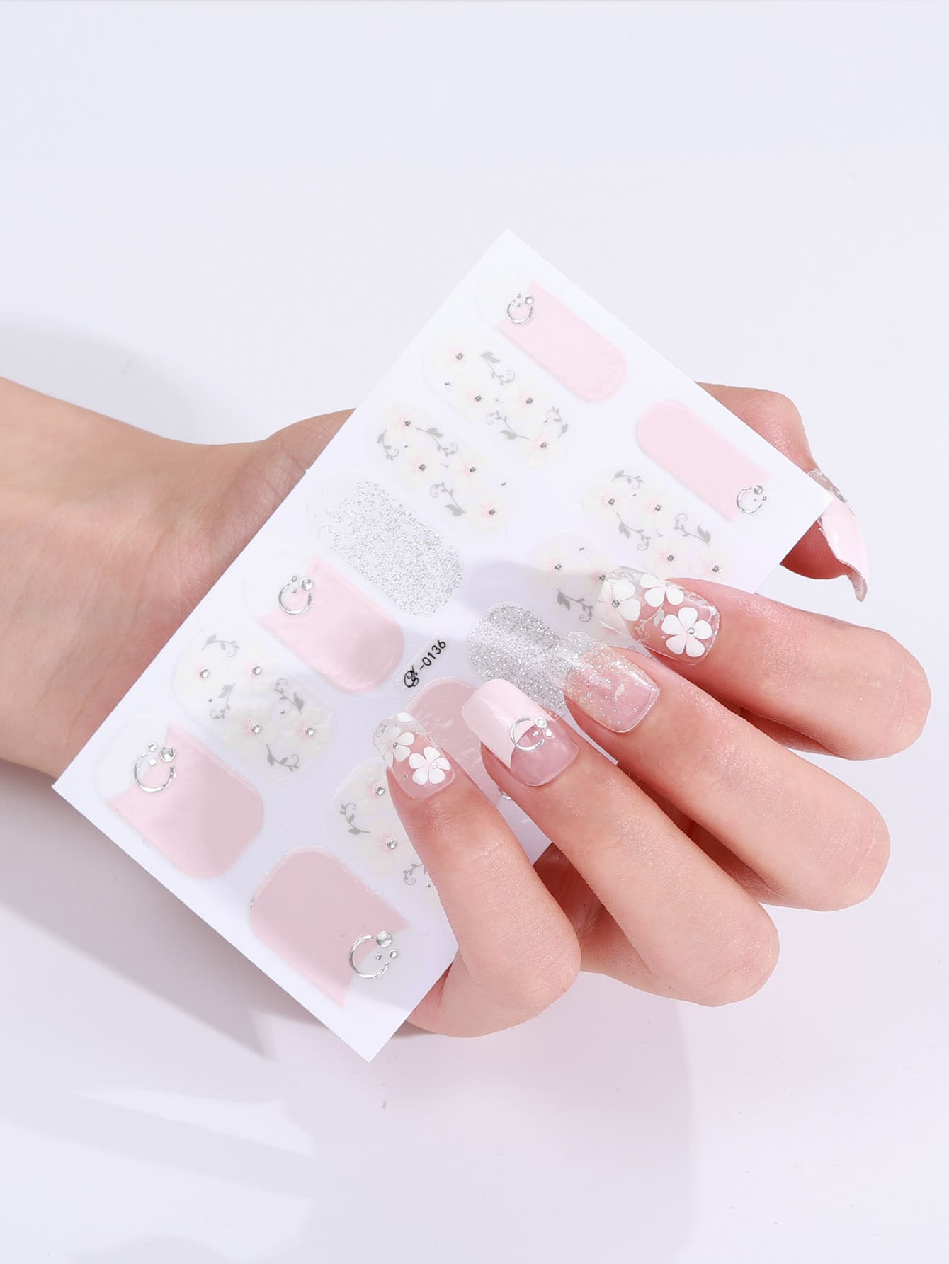 Beauty Sticker 1sheet Floral Pattern Nail Art Sticker & 1pc Nail File - Multicolor - View 1