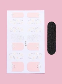 Beauty Sticker 1sheet Floral Pattern Nail Art Sticker & 1pc Nail File - Multicolor - View 4