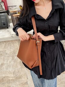 Minimalist Crossbody Bag - Brown - View 5