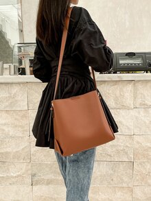 Minimalist Crossbody Bag - Brown - View 7