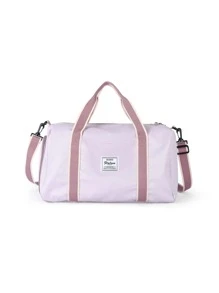 Floless Túi Xách tay Nữ Khối Màu Lá thư Có thể điều chỉnh được Đôi tay cầm Thể thao - Màu tím hoa cà - Xem 3