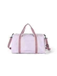 Floless Túi Xách tay Nữ Khối Màu Lá thư Có thể điều chỉnh được Đôi tay cầm Thể thao - Màu tím hoa cà - Xem 6