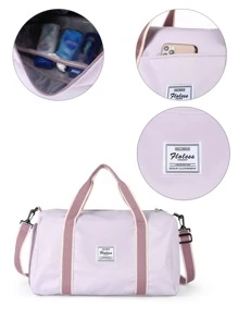 Floless Túi Xách tay Nữ Khối Màu Lá thư Có thể điều chỉnh được Đôi tay cầm Thể thao - Màu tím hoa cà - Xem 9