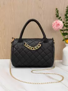 New Fashion Festival Gift Large Size Embroidered Decor Chain Shoulder Handbag - Black - View 1